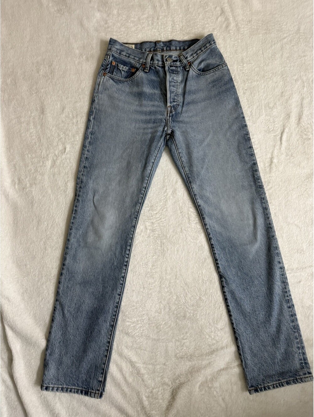 Levi's Premium Womens 501 Straight Leg Jeans Blue Light Wash Mid Rise 5-Pocket